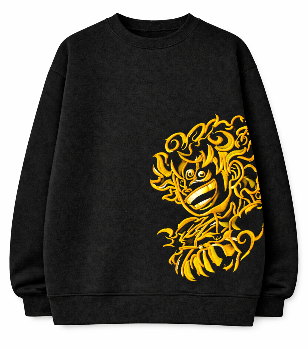 Luffy Inspired Sun Warrior Embroidered Sweatshirt