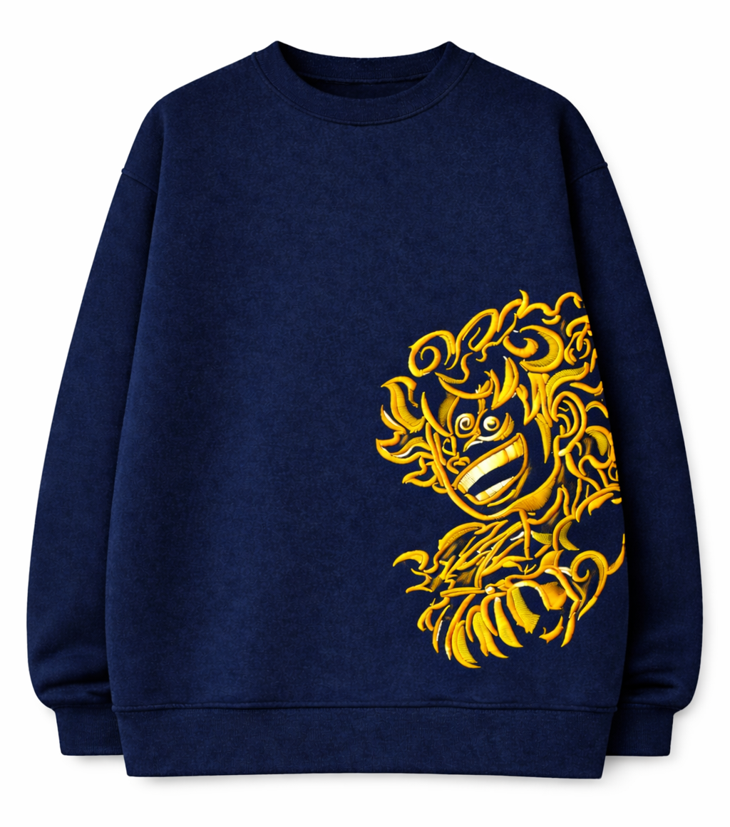 Luffy Inspired Sun Warrior Embroidered Sweatshirt