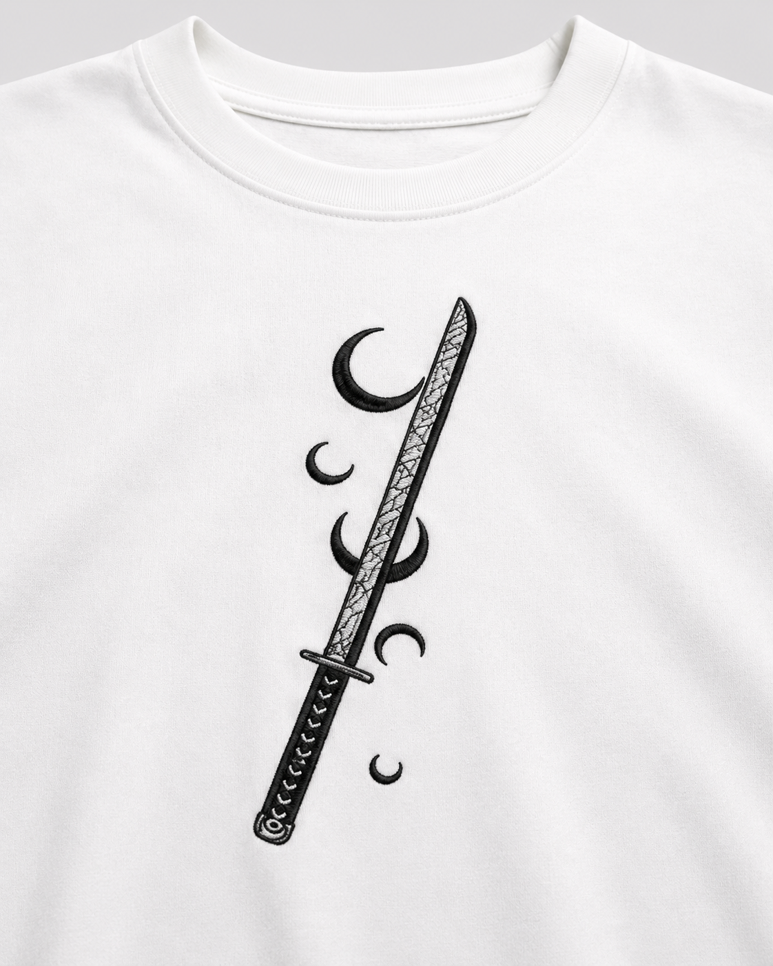 Kokushibo Moon Breathing Katana Embroidered T-Shirt